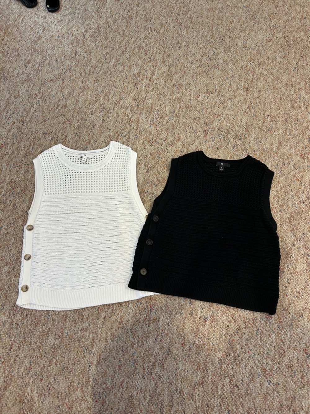 Banana Republic White Open-Knit Sleeveless Top